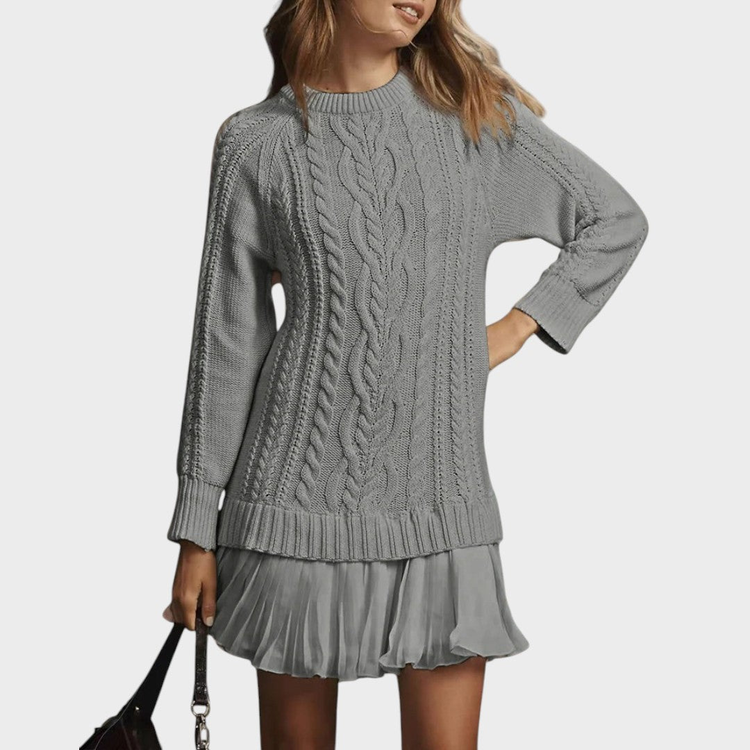 Robe pull en maille avec jupe plissée
