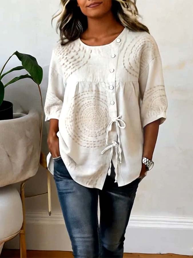 Macarena | Blouse décontractée avec broderies géométriques