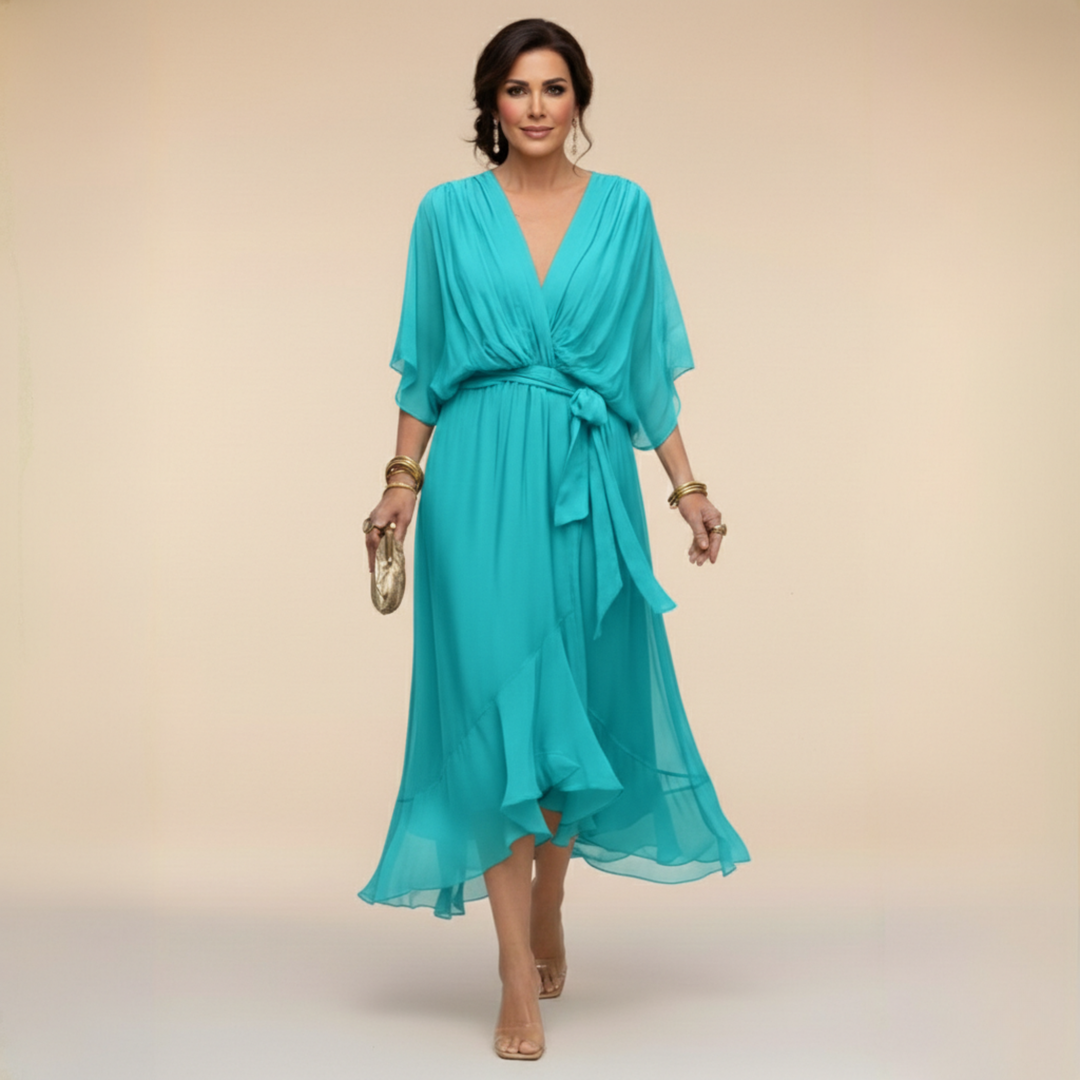 Monica | Robe en chiffon avec décolleté en V