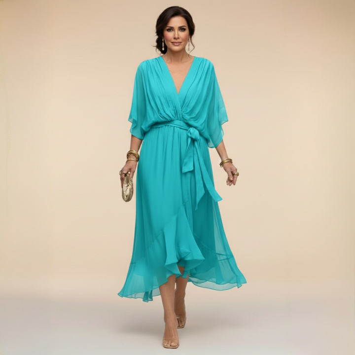 Monica | Robe en chiffon avec décolleté en V