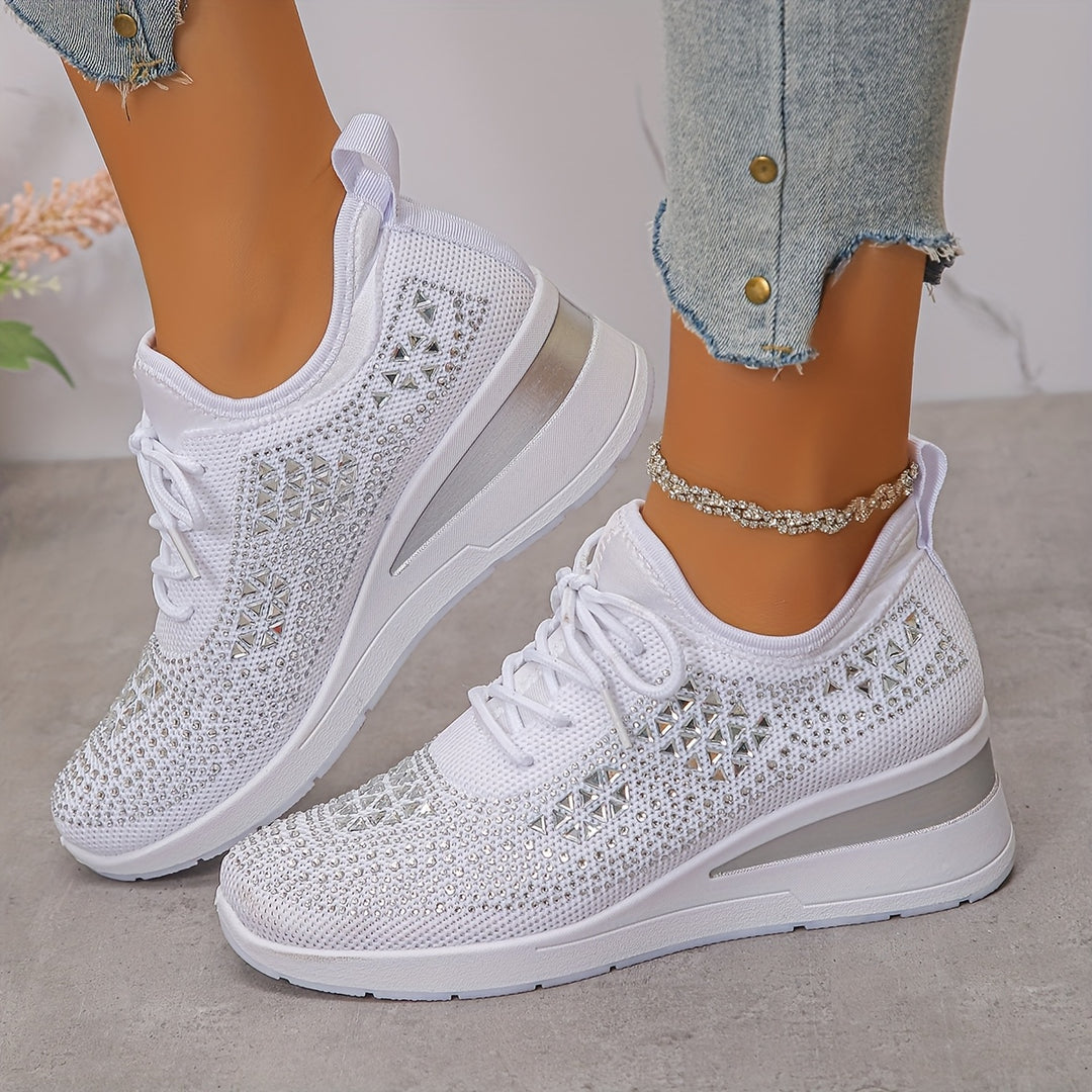 Baskets orthopédiques pour femmes, décontractées, à la mode, respirantes, ornées de cristaux
