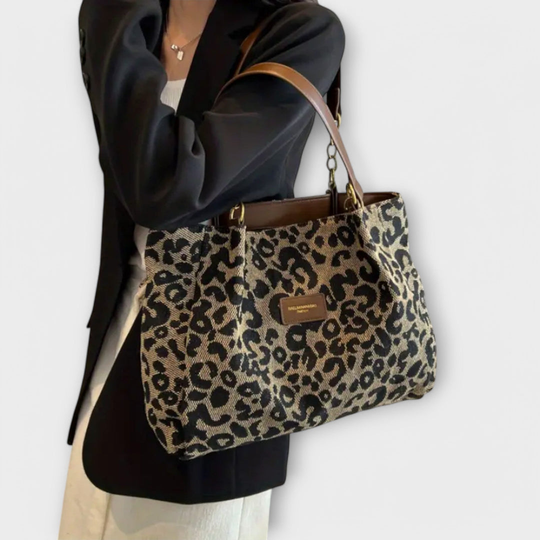 Aura - Sac fourre-tout en toile imprimé léopard