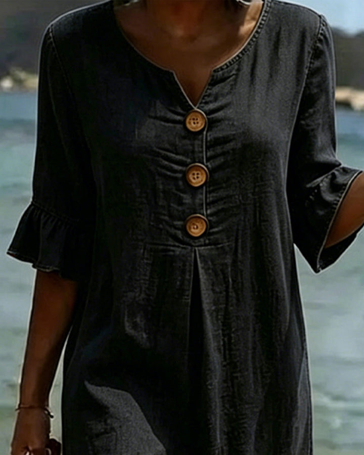 Robe Lotus à Manches en Jean