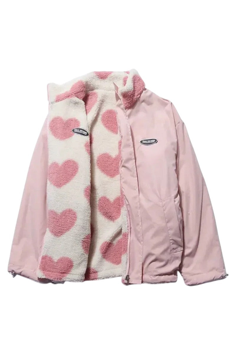 ATELIER-DURAND | VESTE DOUBLE FACE AVEC MOTIF CŒURS