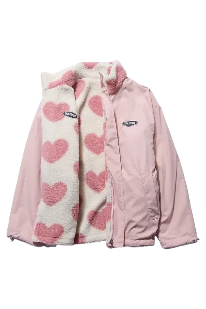 ATELIER-DURAND | VESTE DOUBLE FACE AVEC MOTIF CŒURS