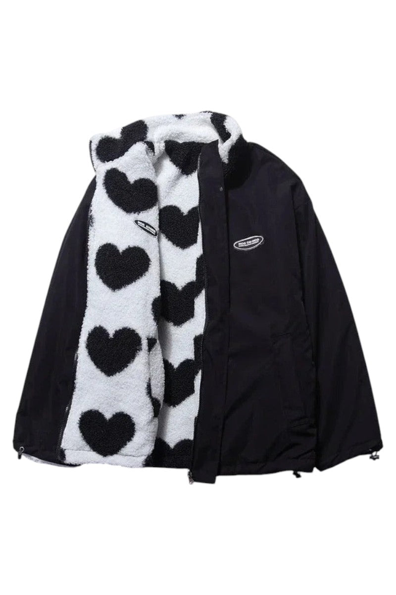 ATELIER-DURAND | VESTE DOUBLE FACE AVEC MOTIF CŒURS