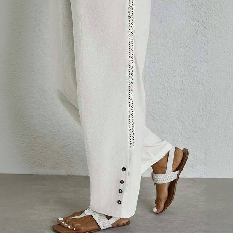 【Coton Et Lin】Pantalon Décontracté Confortable