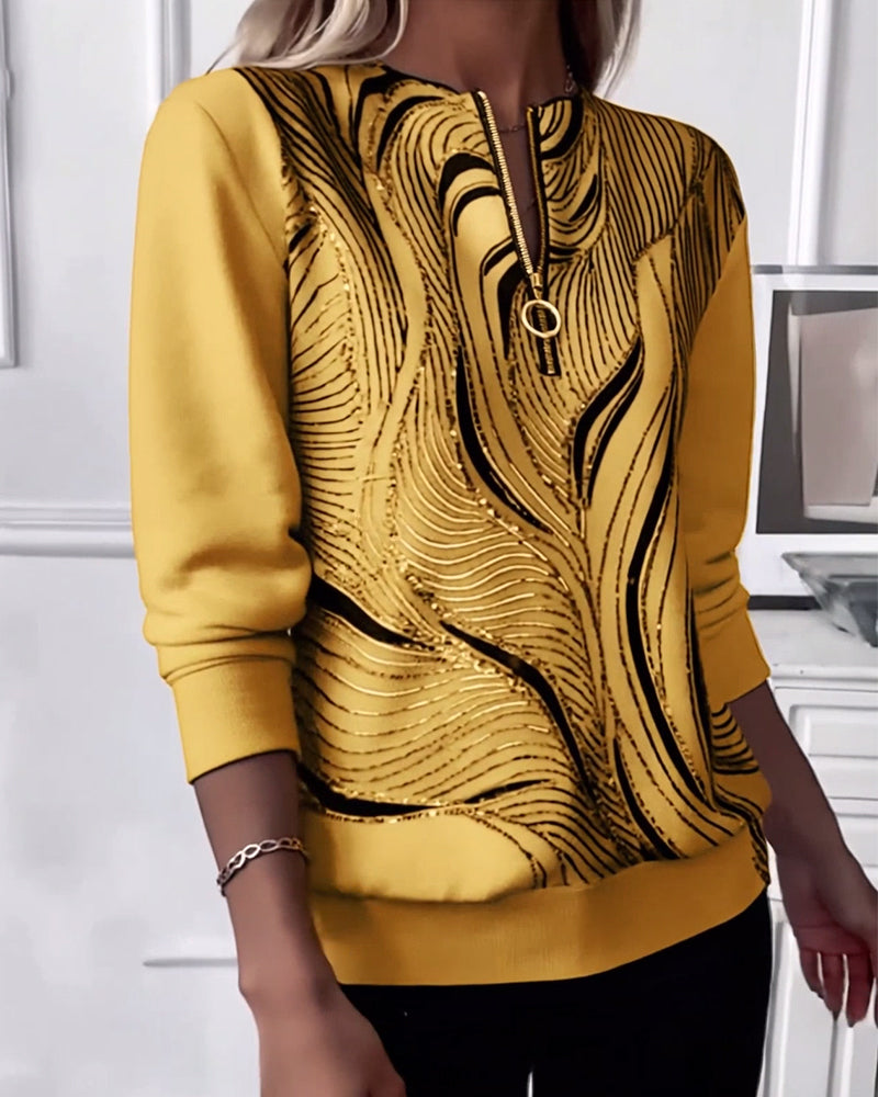Anaïs-Claire | Sweat-shirt zippé imprimé décontracté