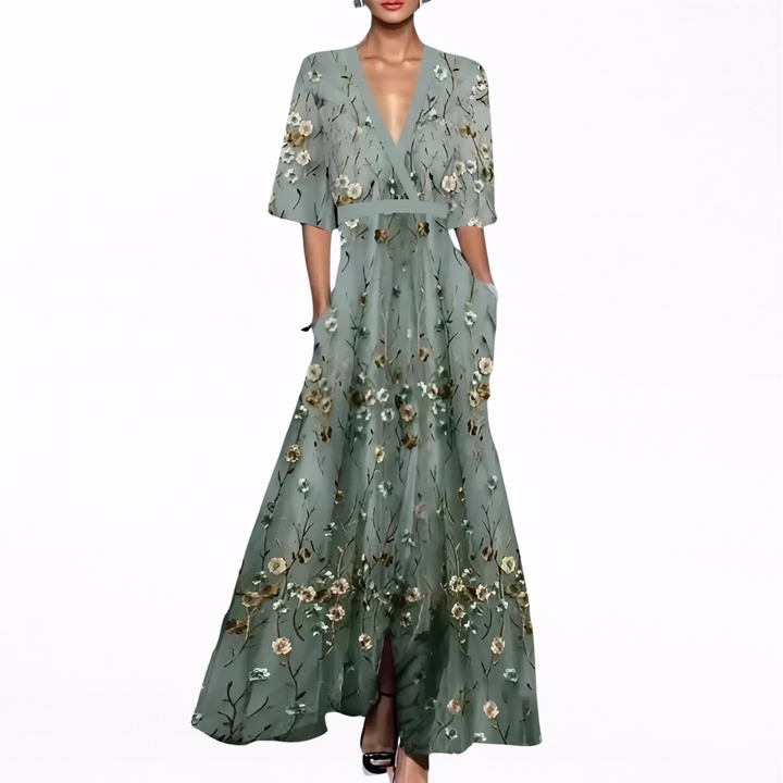 Valentina | Robe Maxi Élégante avec Décolleté Profond