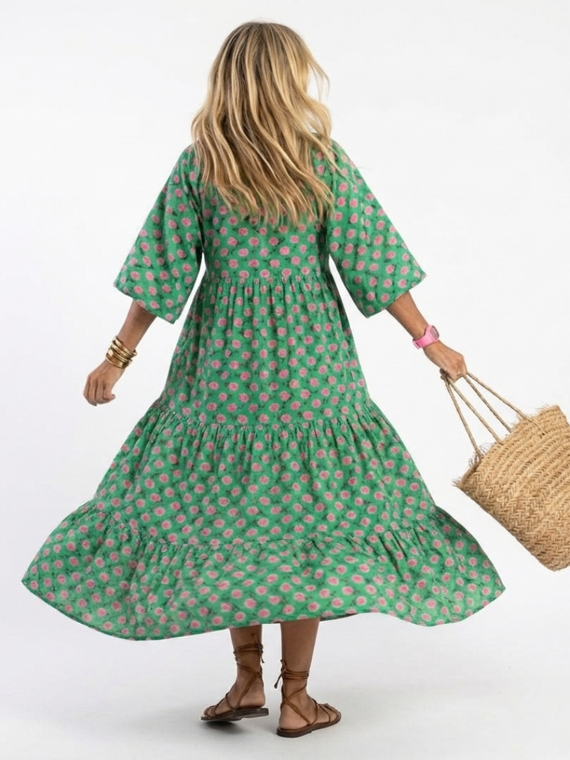 Fiora | Robe Midi avec Décolleté en V et Imprimé Floral