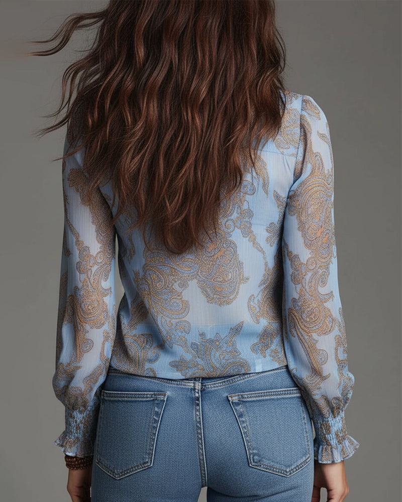 Blouse Alice-Zip Volant Rétro