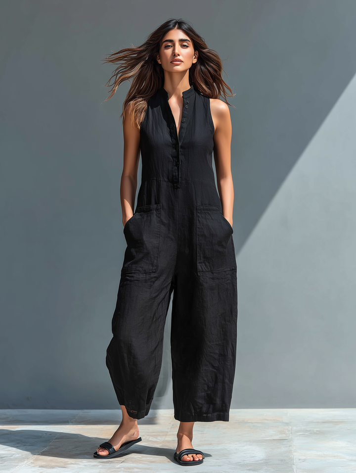 Combinaison minimaliste en lin pour femme