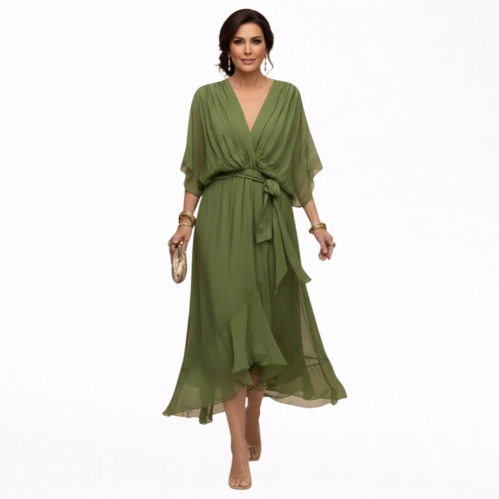 Monica | Robe en chiffon avec décolleté en V