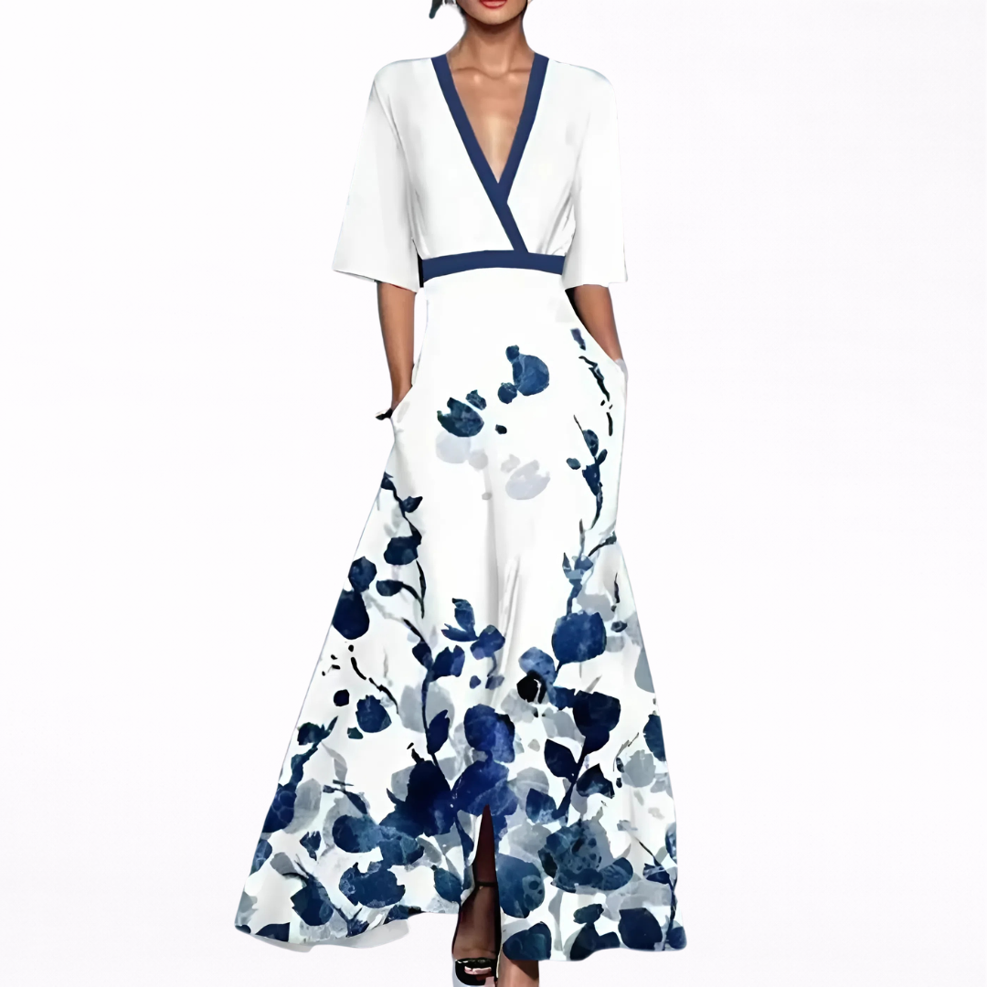 Valentina | Robe Maxi Élégante avec Décolleté Profond