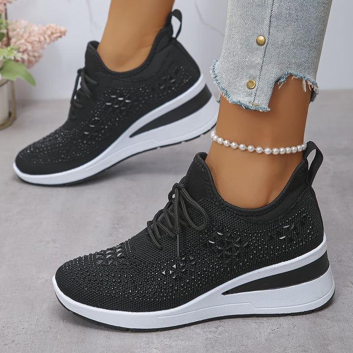 Baskets orthopédiques pour femmes, décontractées, à la mode, respirantes, ornées de cristaux