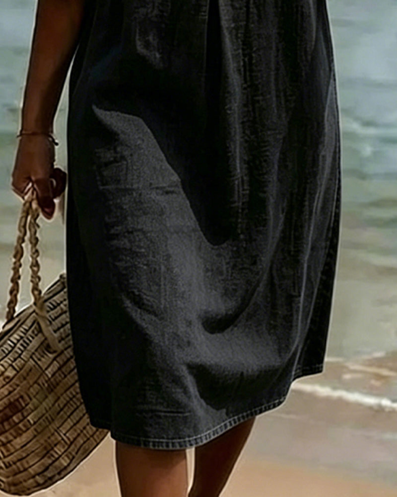Robe Lotus à Manches en Jean