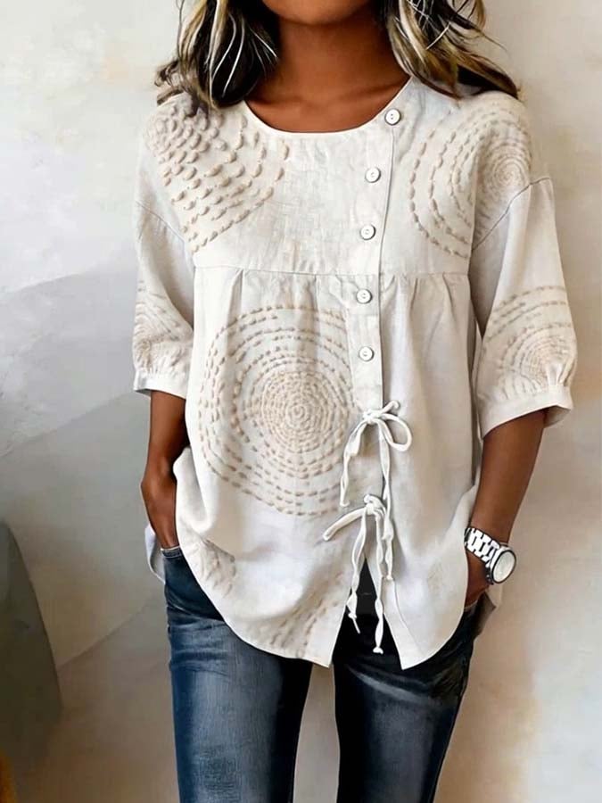 Macarena | Blouse décontractée avec broderies géométriques