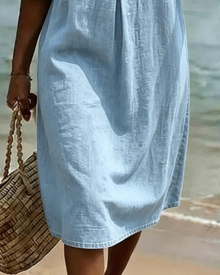 Robe Lotus à Manches en Jean