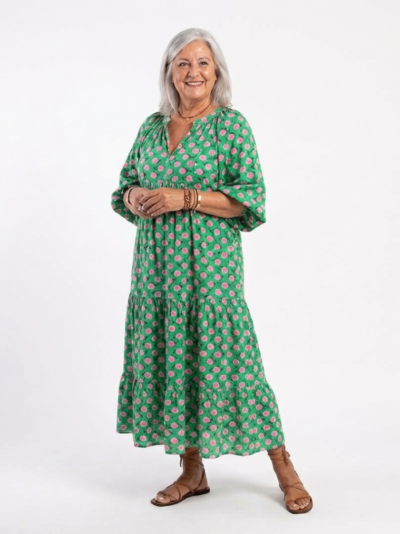 Fiora | Robe Midi avec Décolleté en V et Imprimé Floral