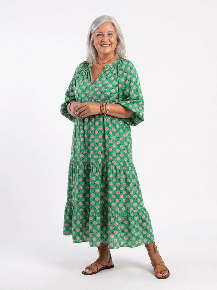 Fiora | Robe Midi avec Décolleté en V et Imprimé Floral