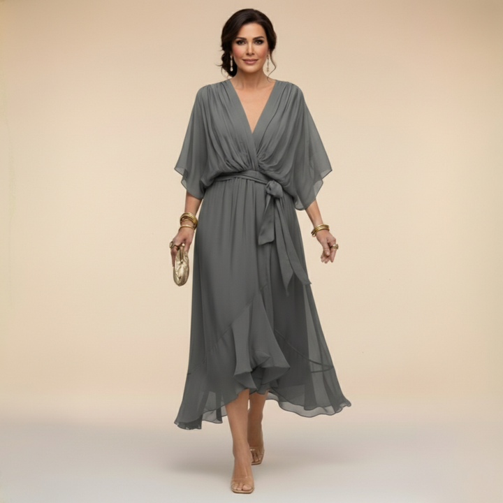 Monica | Robe en chiffon avec décolleté en V