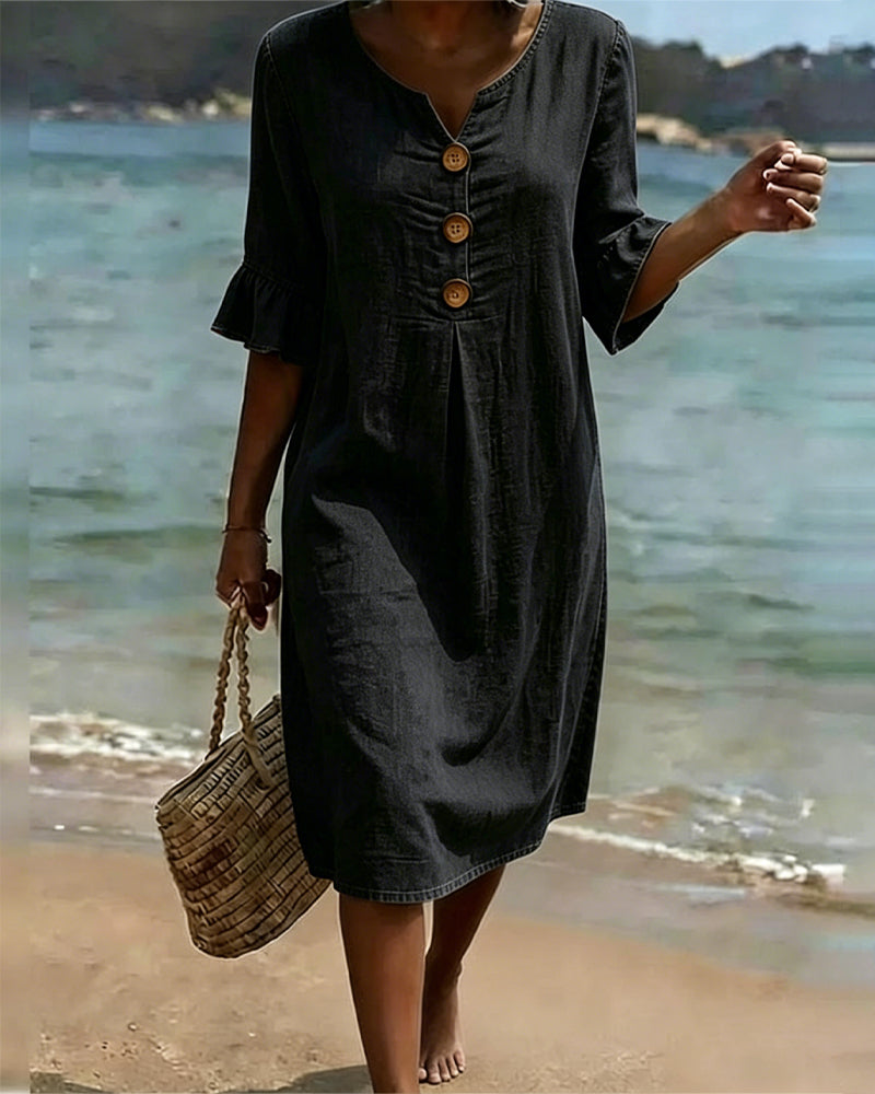 Robe Lotus à Manches en Jean