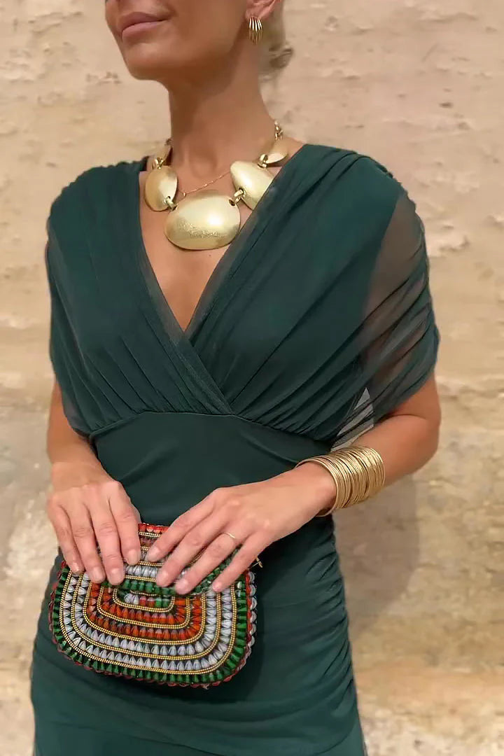 Robe Maxi de Fête Élégante à Col V