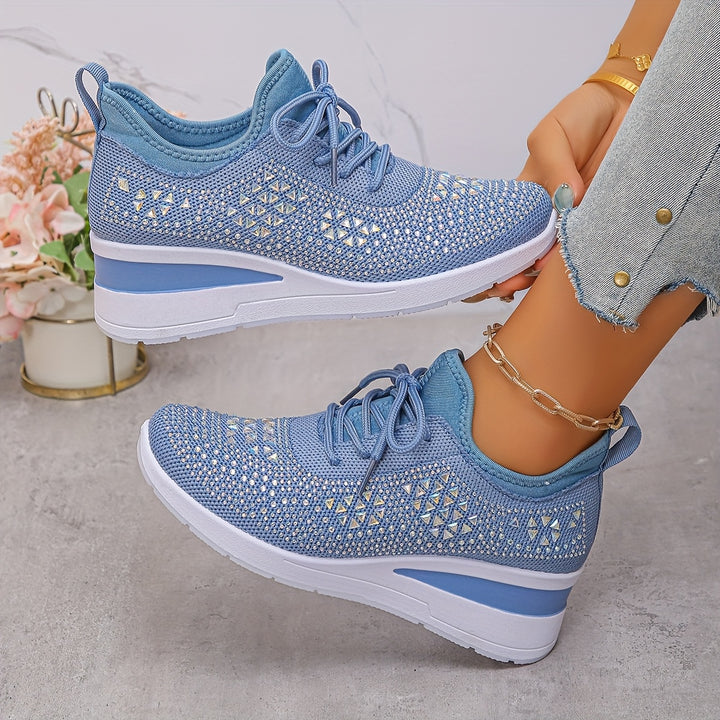 Baskets orthopédiques pour femmes, décontractées, à la mode, respirantes, ornées de cristaux