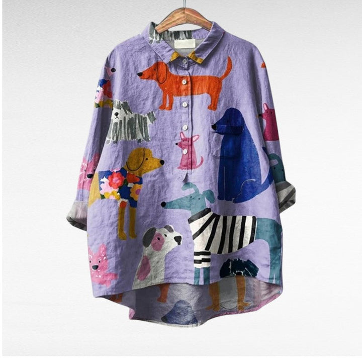 Mary | Blouse Femme Exclusive avec Imprimé de Chiens
