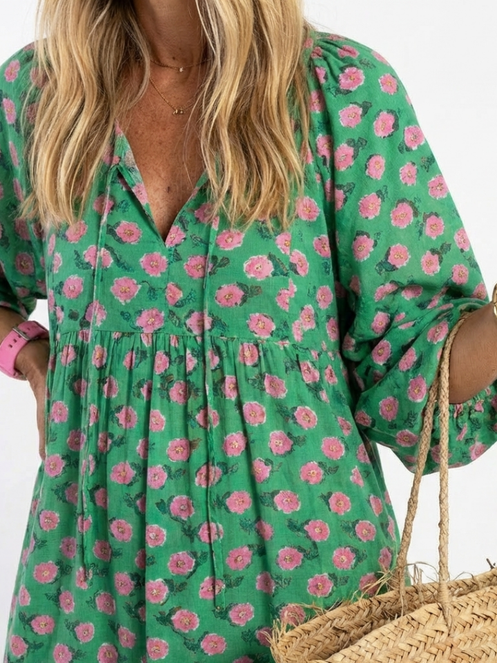 Fiora | Robe Midi avec Décolleté en V et Imprimé Floral