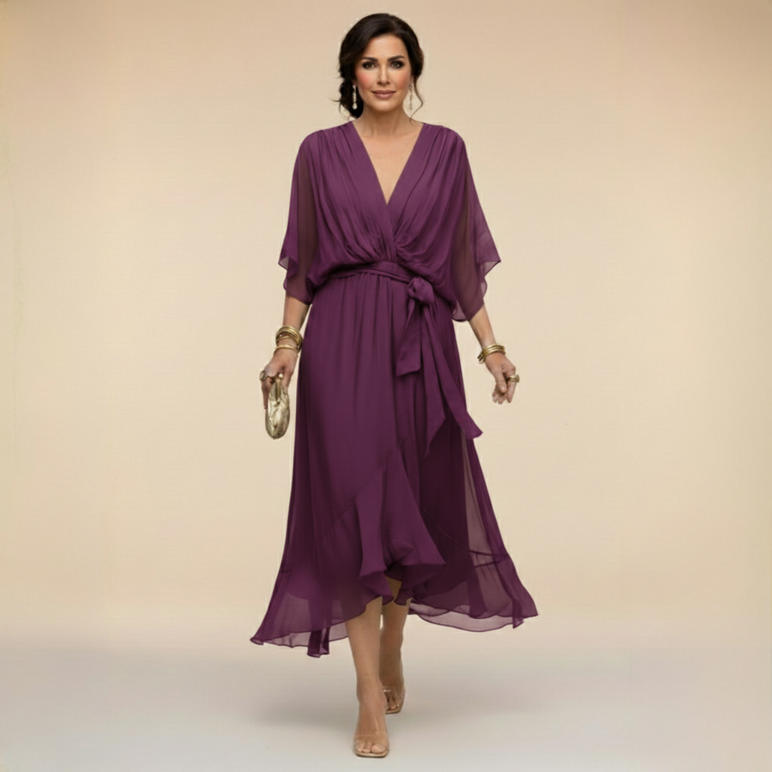 Monica | Robe en chiffon avec décolleté en V