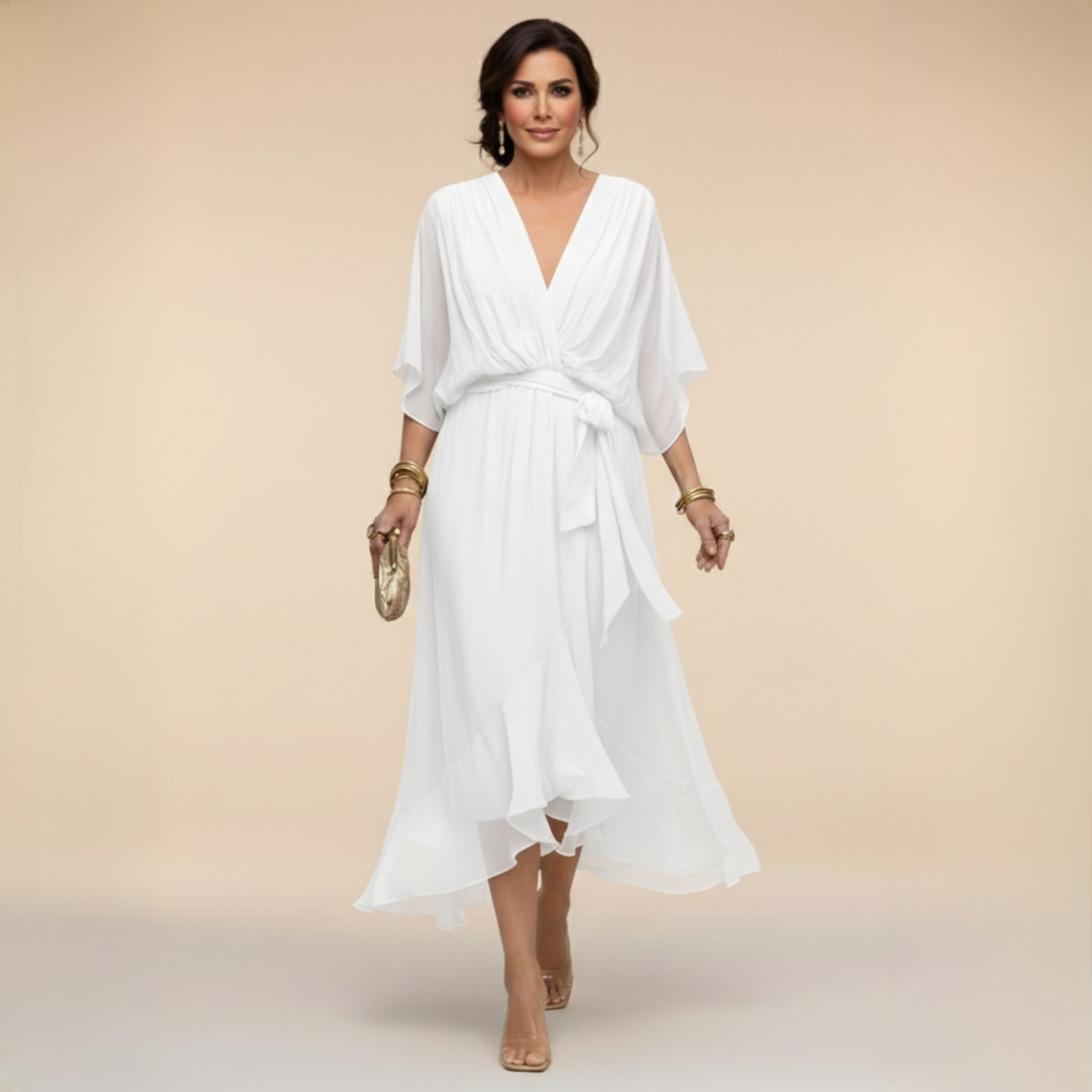 Monica | Robe en chiffon avec décolleté en V