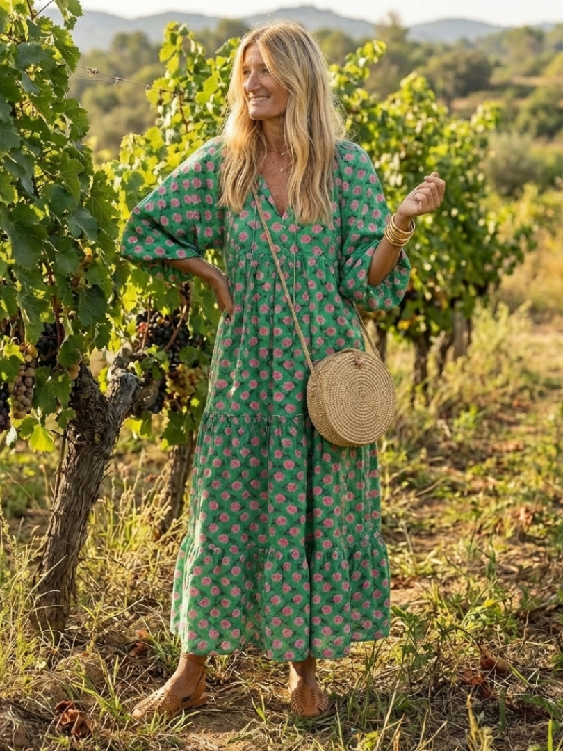 Fiora | Robe Midi avec Décolleté en V et Imprimé Floral