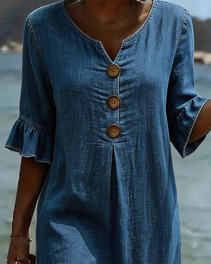 Robe Lotus à Manches en Jean
