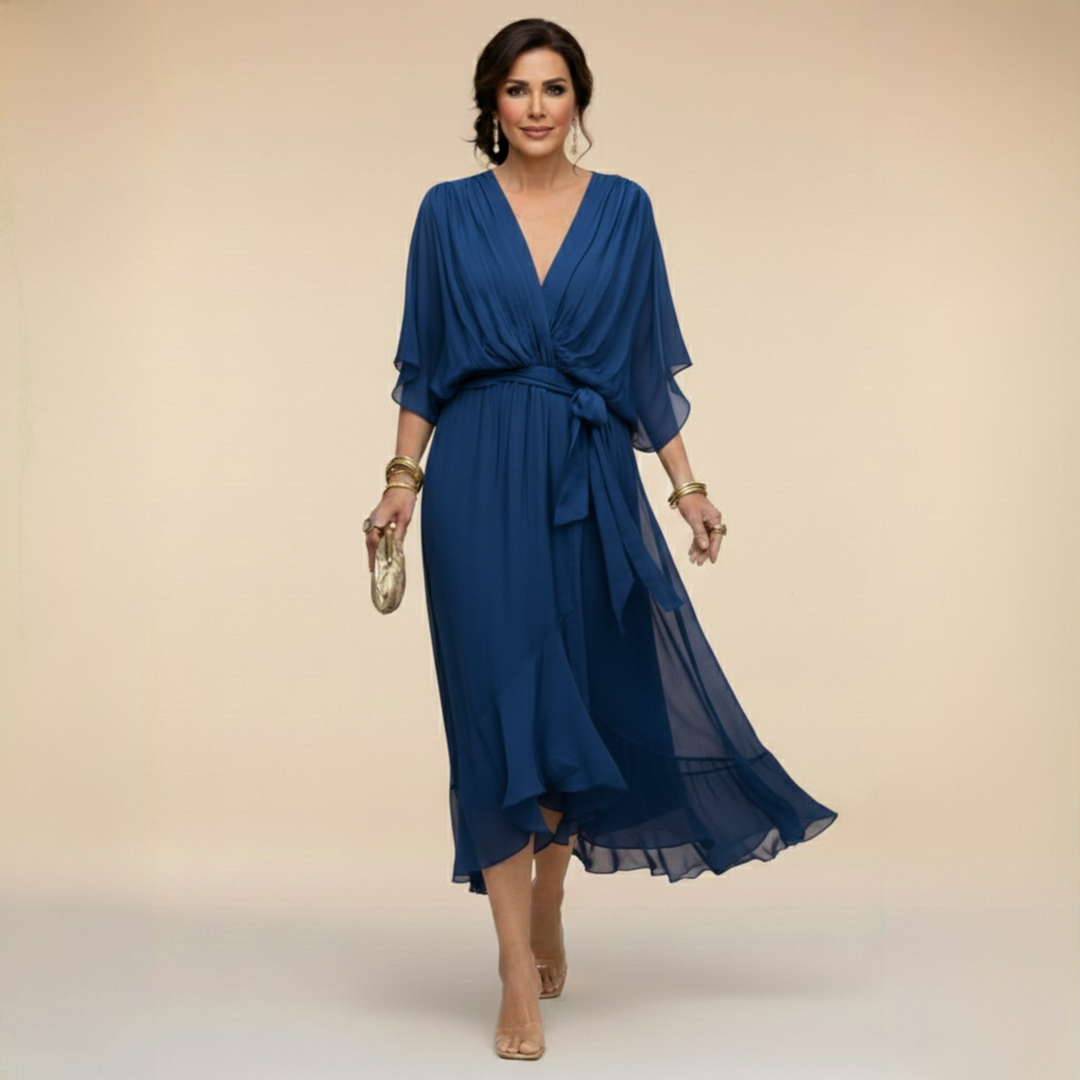 Monica | Robe en chiffon avec décolleté en V
