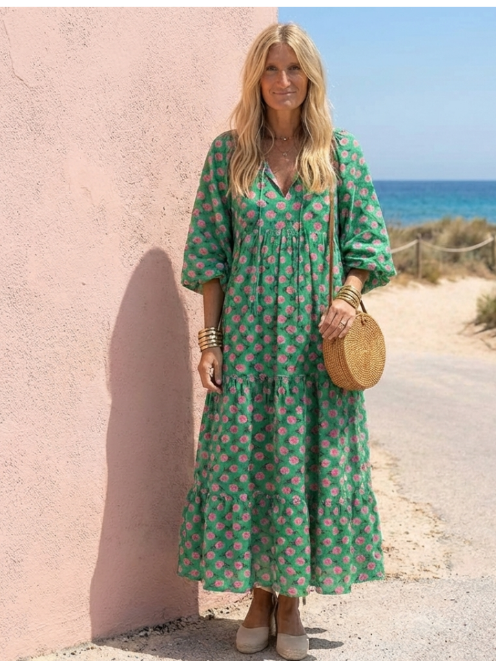 Fiora | Robe Midi avec Décolleté en V et Imprimé Floral
