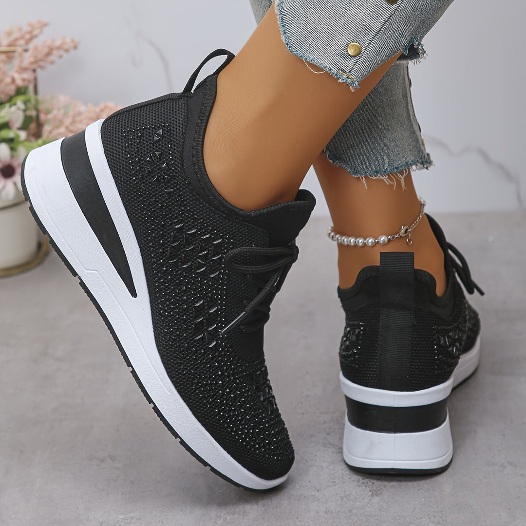 Baskets orthopédiques pour femmes, décontractées, à la mode, respirantes, ornées de cristaux