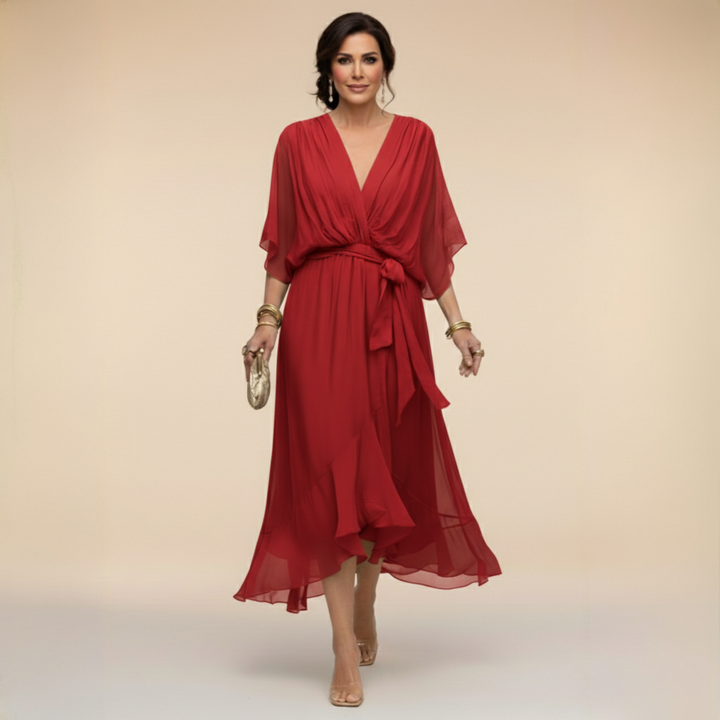 Monica | Robe en chiffon avec décolleté en V