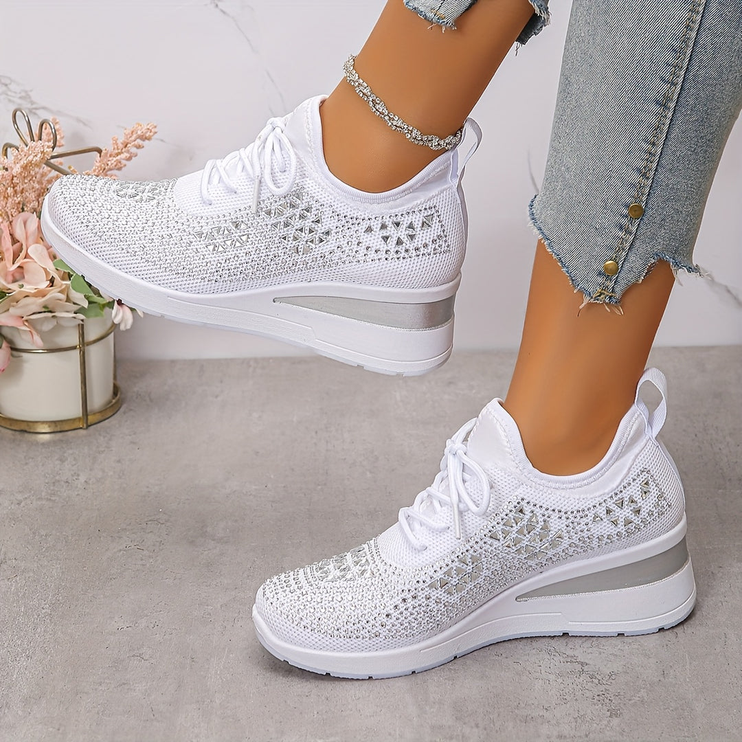 Baskets orthopédiques pour femmes, décontractées, à la mode, respirantes, ornées de cristaux