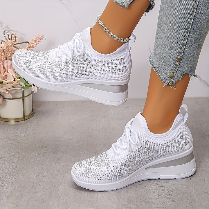 Baskets orthopédiques pour femmes, décontractées, à la mode, respirantes, ornées de cristaux