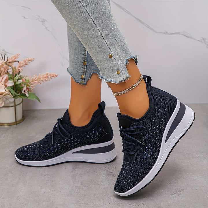 Baskets orthopédiques pour femmes, décontractées, à la mode, respirantes, ornées de cristaux