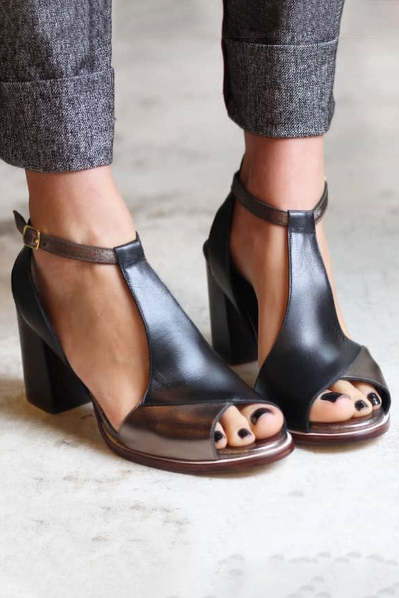 Siena | Sandales patchwork noires
