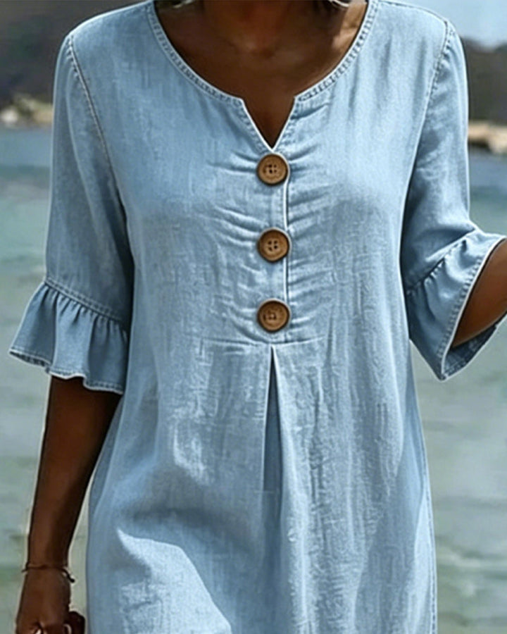 Robe Lotus à Manches en Jean