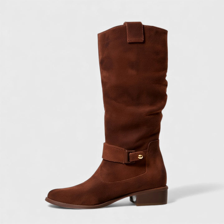 Bottes élégantes en cuir suédé 