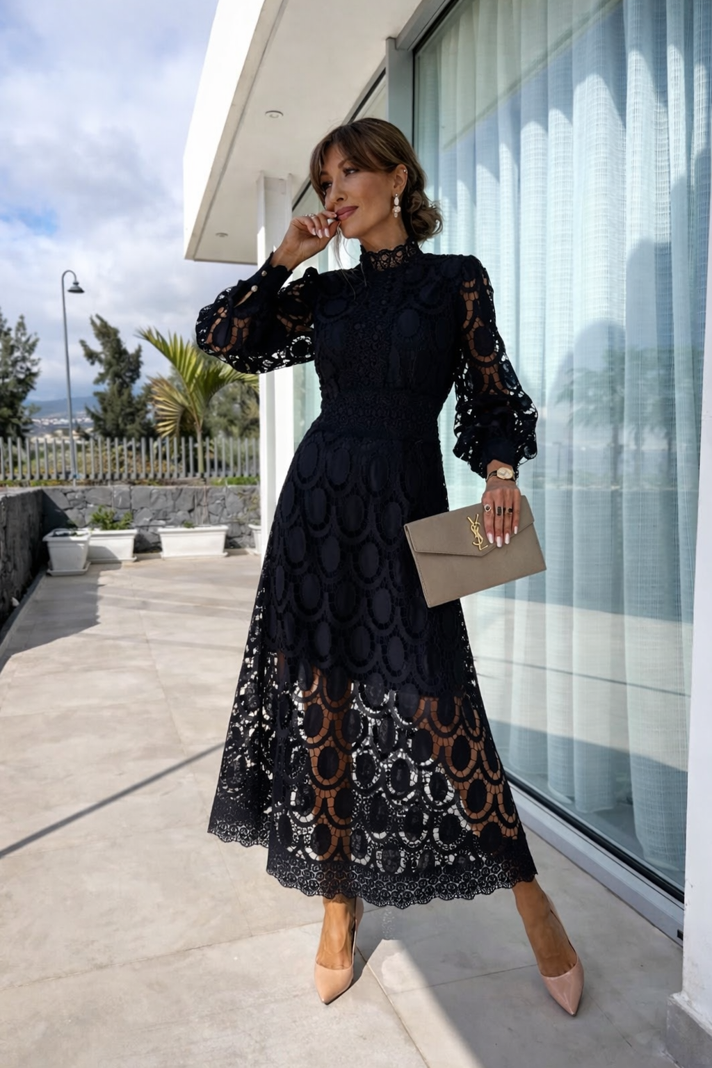 Robe Midi en Dentelle Céleste Harmonie de Luna