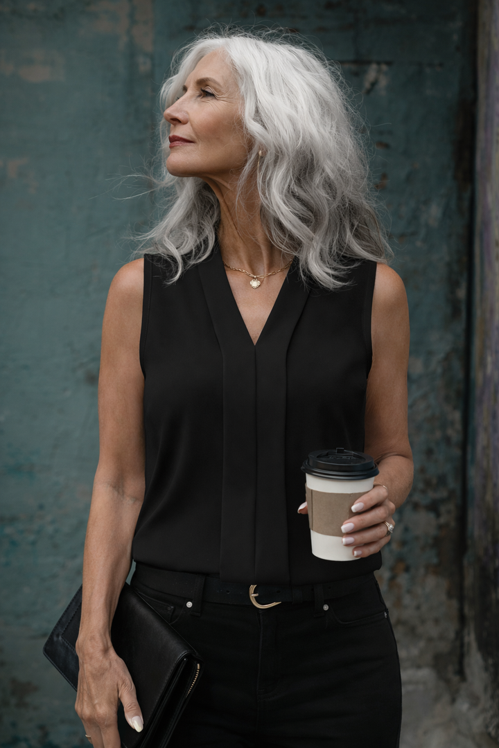 Blouse Élégance Sans Manches