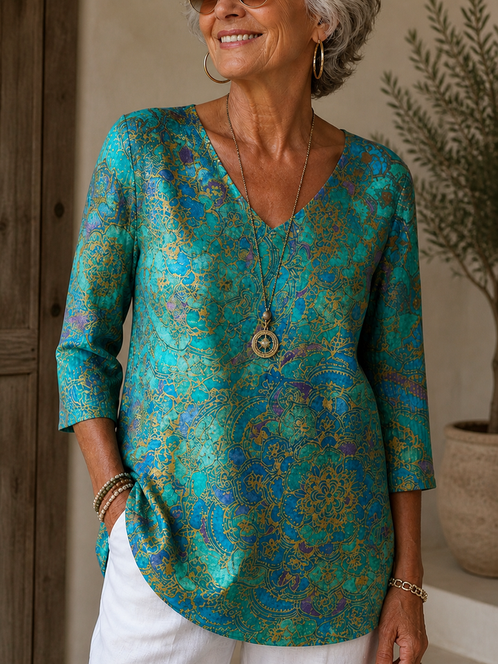 Bérangère™ — Blouse fluide élégante à imprimé raffiné