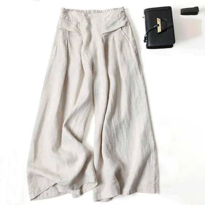 【Coton Et Lin】Pantalon Décontracté À Jambes Larges