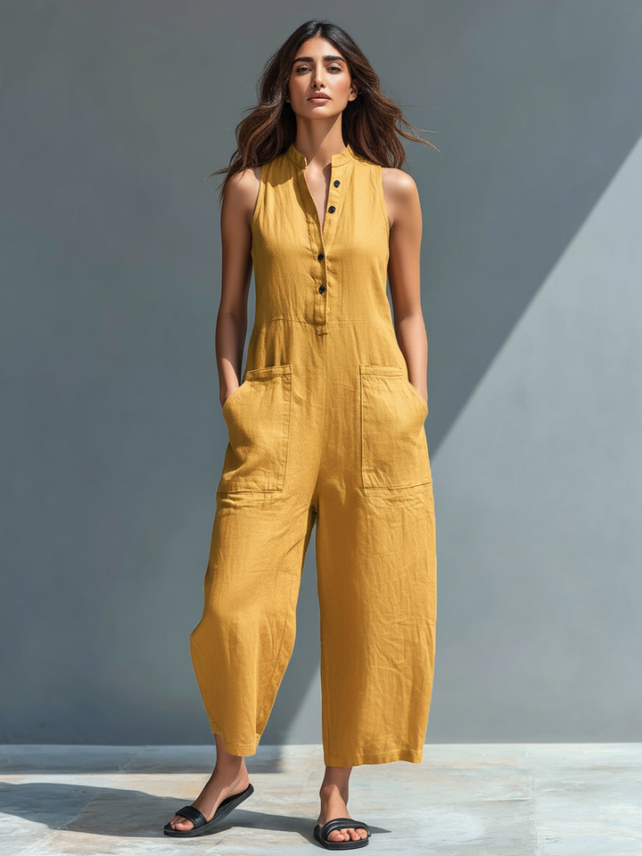 Combinaison minimaliste en lin pour femme