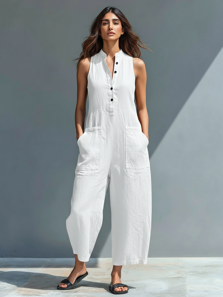Combinaison minimaliste en lin pour femme